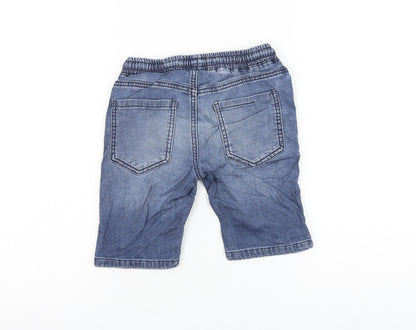 Next Girls Blue Cotton Bermuda Shorts Size 7 Years Regular Drawstring