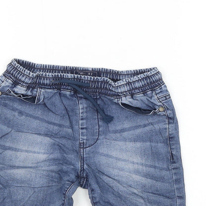 Next Girls Blue Cotton Bermuda Shorts Size 7 Years Regular Drawstring