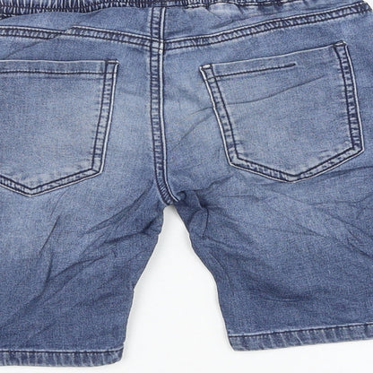Next Girls Blue Cotton Bermuda Shorts Size 7 Years Regular Drawstring