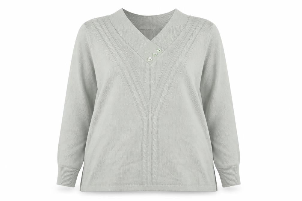 Afibel Womens Green V-Neck Acrylic Pullover Jumper Size 16