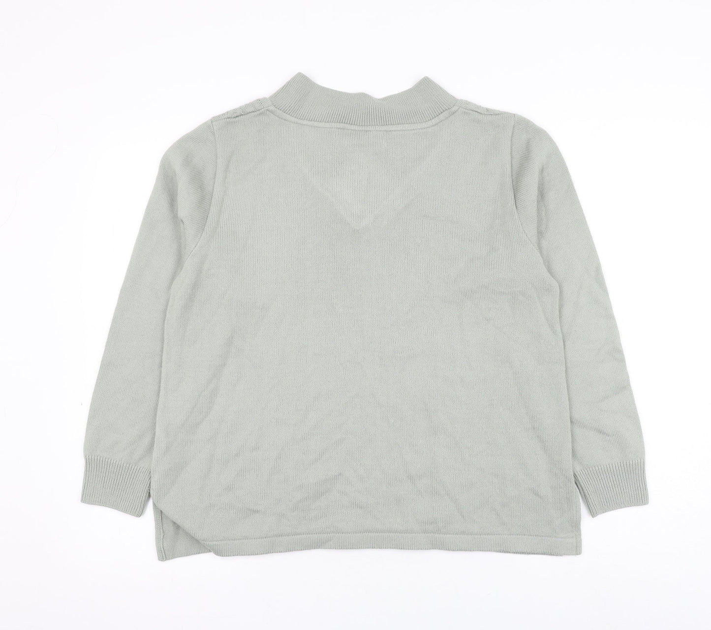 Afibel Womens Green V-Neck Acrylic Pullover Jumper Size 16