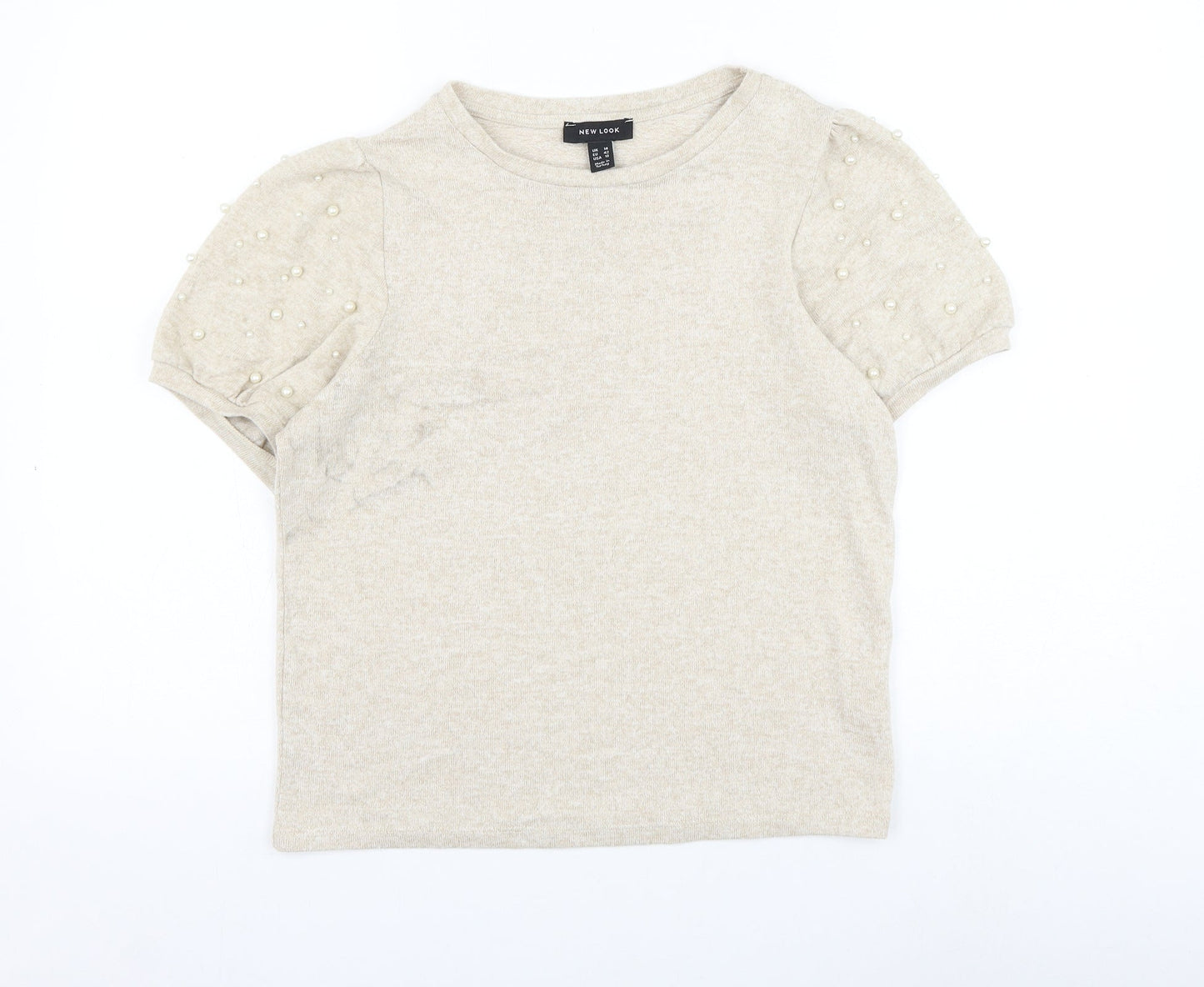 New Look Womens Beige Round Neck Viscose Pullover Jumper Size 14