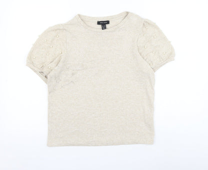 New Look Womens Beige Round Neck Viscose Pullover Jumper Size 14
