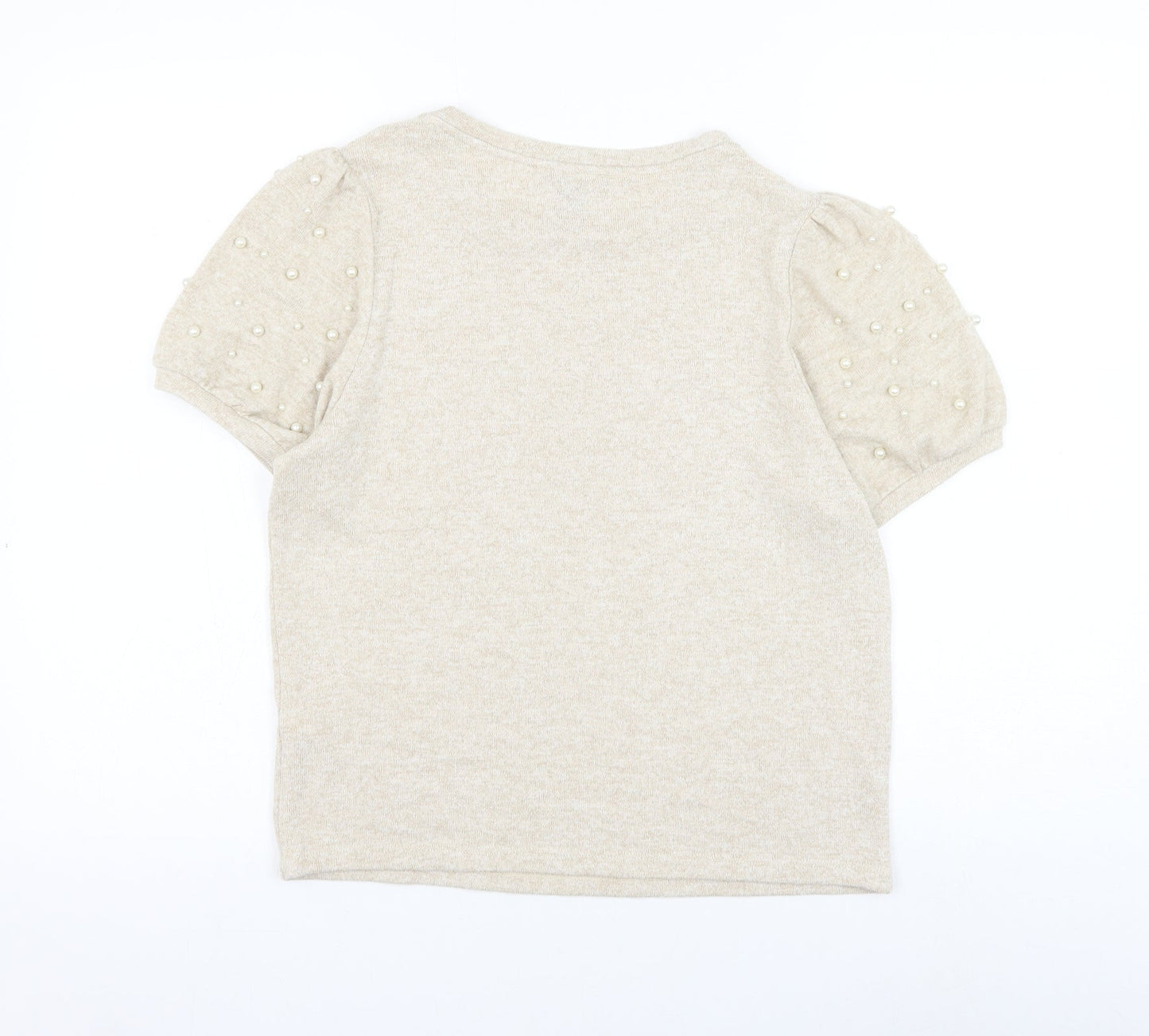 New Look Womens Beige Round Neck Viscose Pullover Jumper Size 14