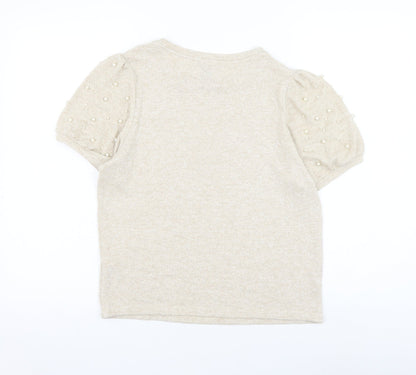 New Look Womens Beige Round Neck Viscose Pullover Jumper Size 14