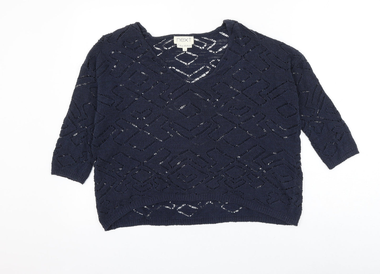 NEXT Womens Blue V-Neck Cotton Pullover Jumper Size 10