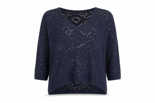 Next Womens Blue V-Neck Cotton Pullover Jumper Size 10