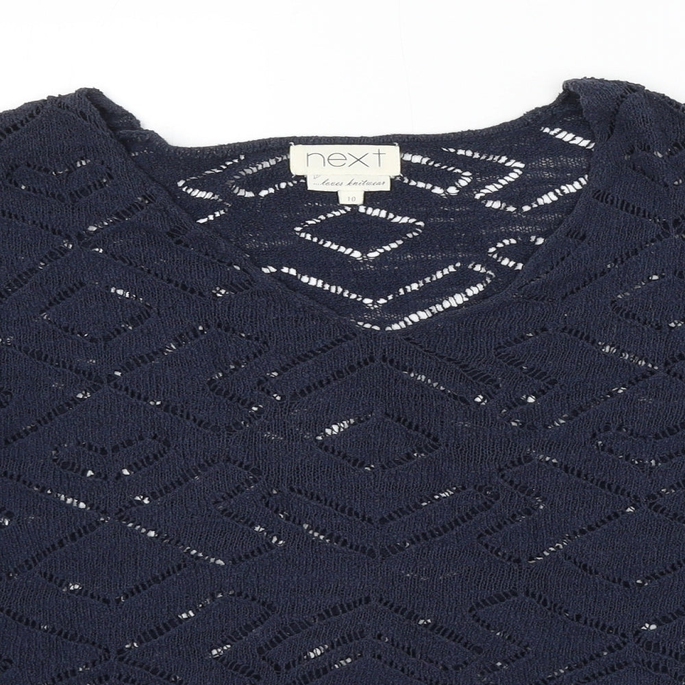 NEXT Womens Blue V-Neck Cotton Pullover Jumper Size 10