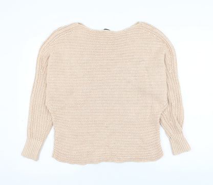 Forever New Womens Beige Boat Neck Cotton Pullover Jumper Size XS