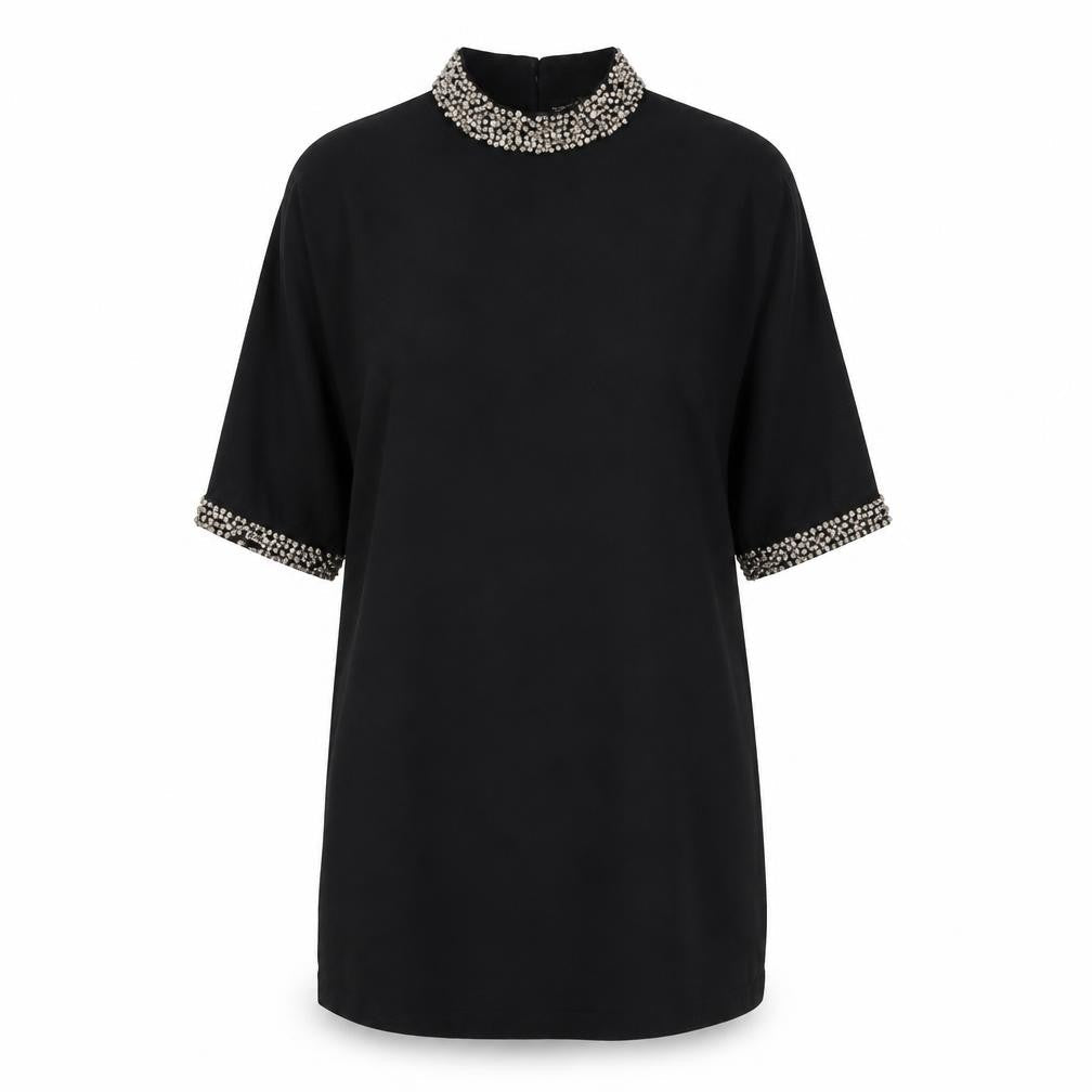 Phase Eight Womens Black Viscose Shift Size M Round Neck Button
