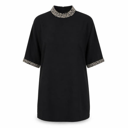 Phase Eight Womens Black Viscose Shift Size M Round Neck Button