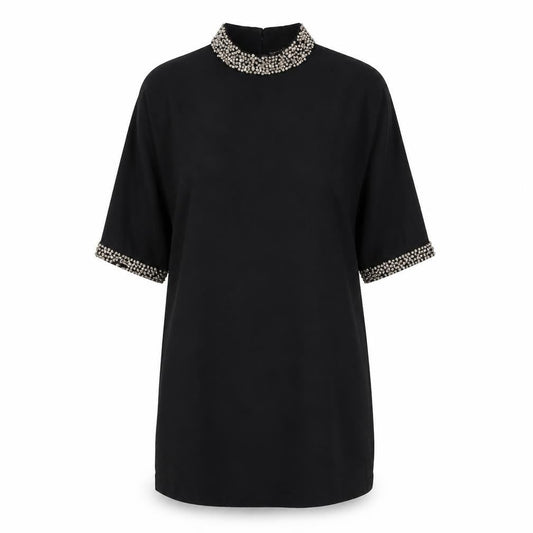 Phase Eight Womens Black Viscose Shift Size M Round Neck Button