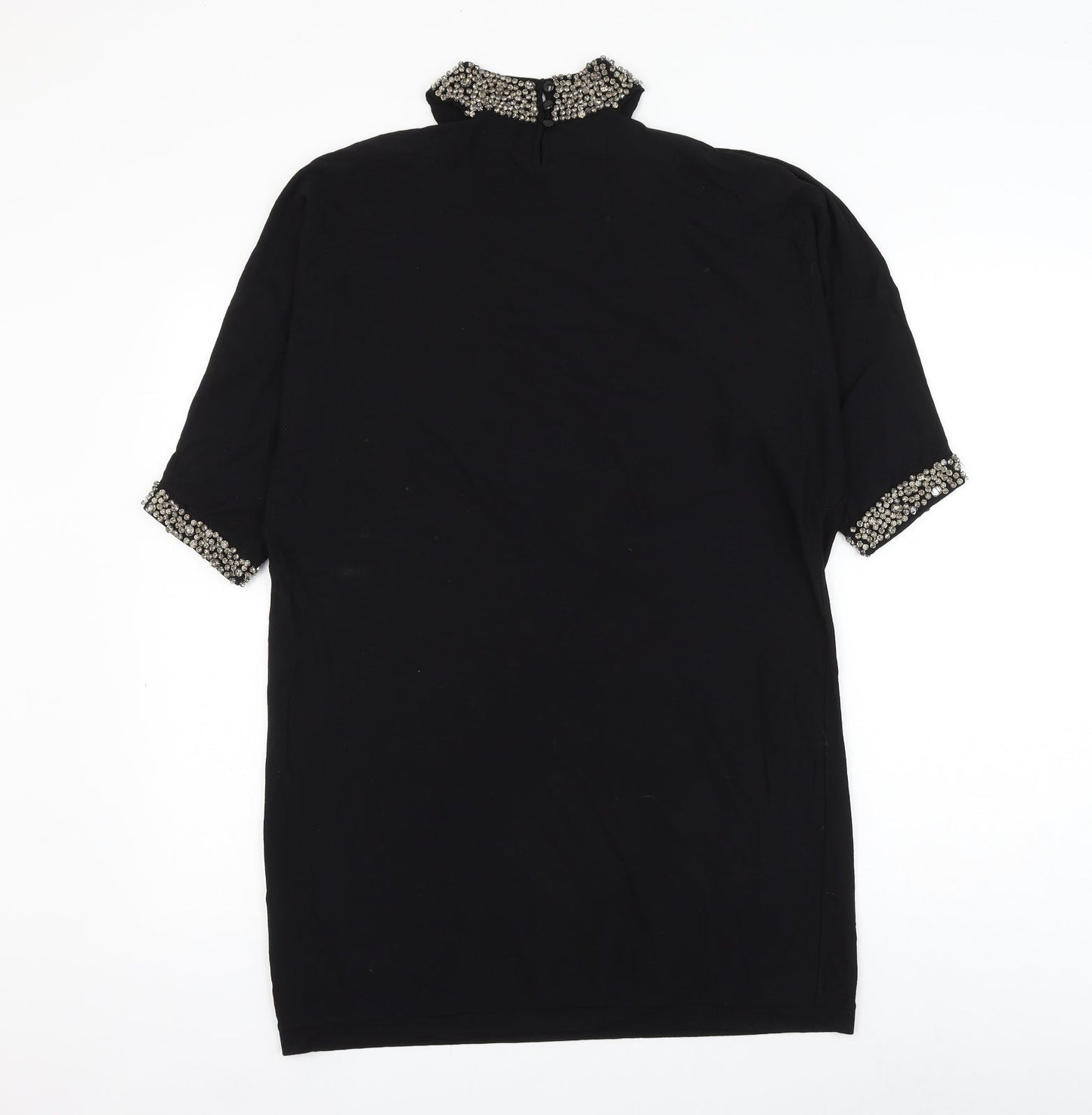 Phase Eight Womens Black Viscose Shift Size M Round Neck Button