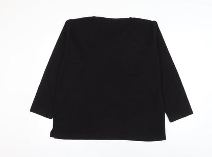 EWM Womens Black Round Neck Polyester Pullover Jumper Size 18