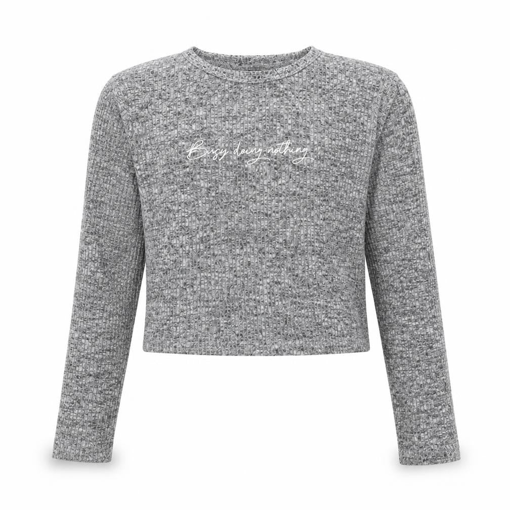 New Look Girls Grey Round Neck Polyester Pullover Jumper Size 12-13 Years Pullover - Busy Doing Nothing