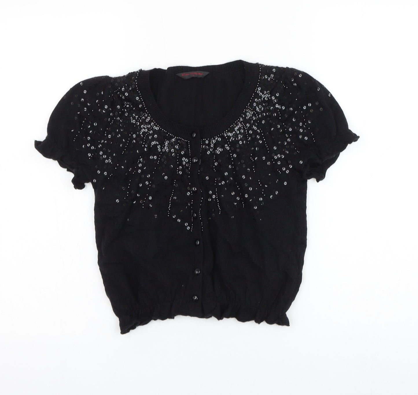 Miss Selfridge Womens Black Round Neck Viscose Cardigan Jumper Size 8