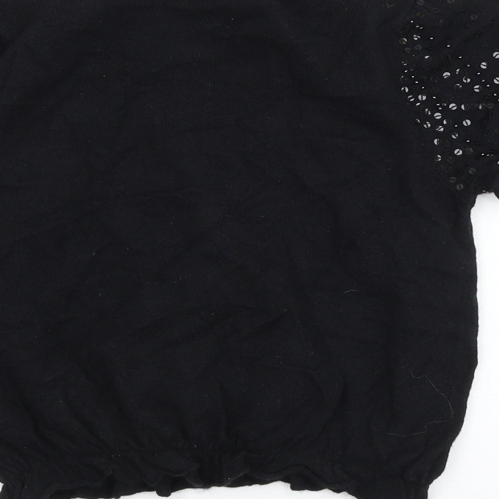 Miss Selfridge Womens Black Round Neck Viscose Cardigan Jumper Size 8