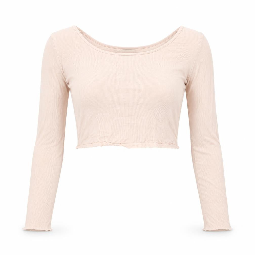 Topshop Womens Pink Viscose Cropped T-Shirt Size 10 Scoop Neck
