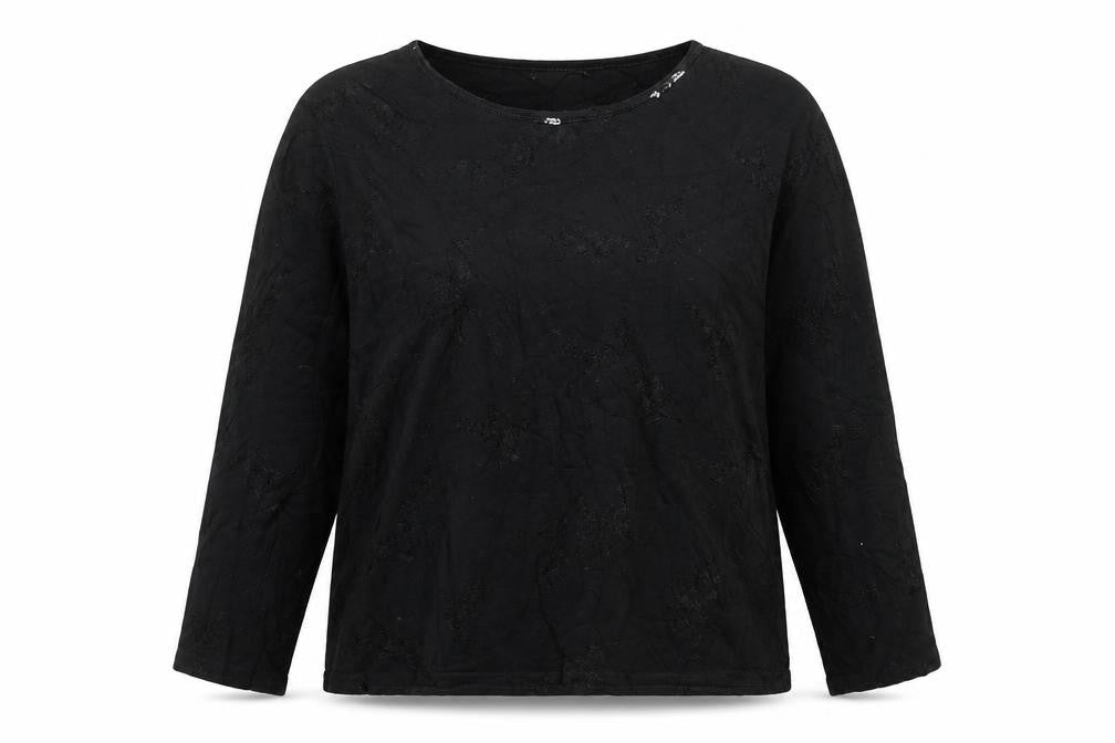 Bonmarché Womens Black Crew Neck Geometric Viscose Pullover Jumper Size XL
