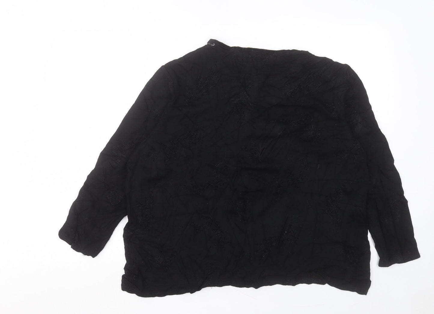 Bonmarché Womens Black Crew Neck Geometric Viscose Pullover Jumper Size XL