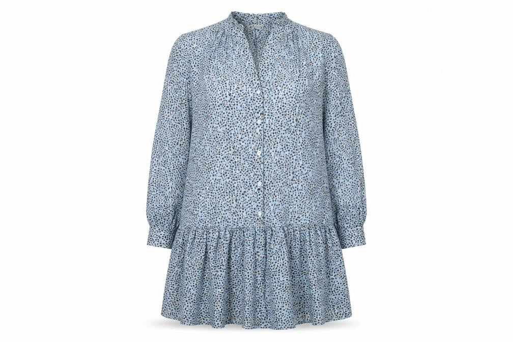 Papaya Womens Blue Animal Print Polyester A-Line Size 10 V-Neck Button