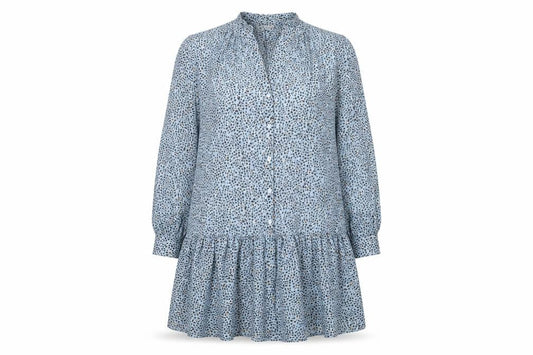 Papaya Womens Blue Animal Print Polyester A-Line Size 10 V-Neck Button
