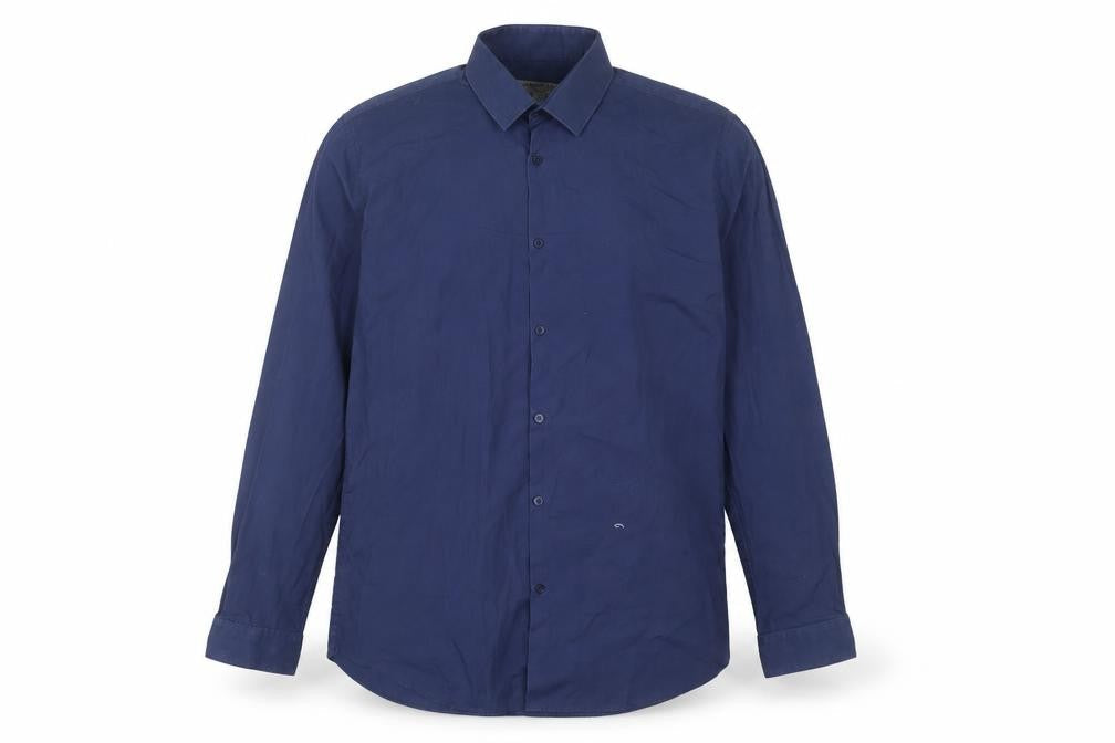 Cedarwood State Mens Blue Polyester Button-Up Size 16 Collared Button