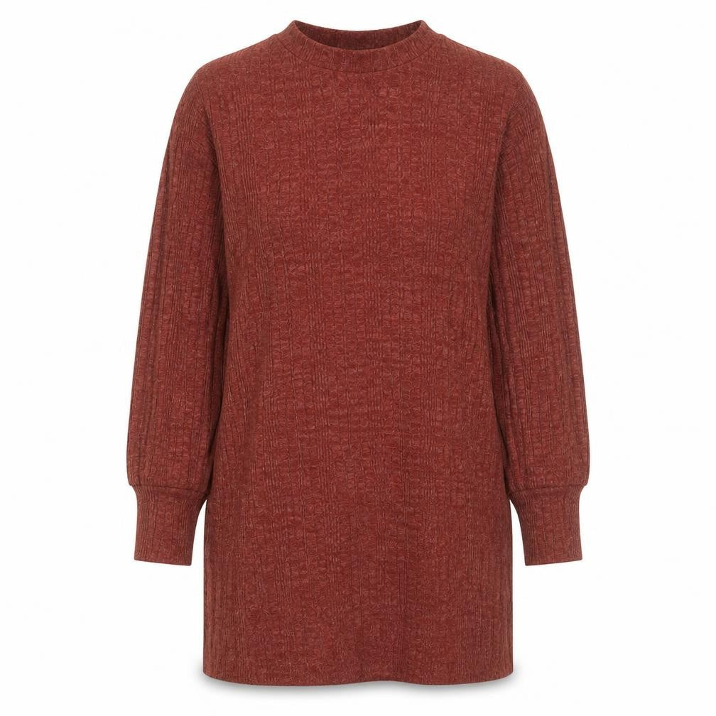 Topshop Womens Brown Crew Neck Polyester Tunic Jumper Size 10
