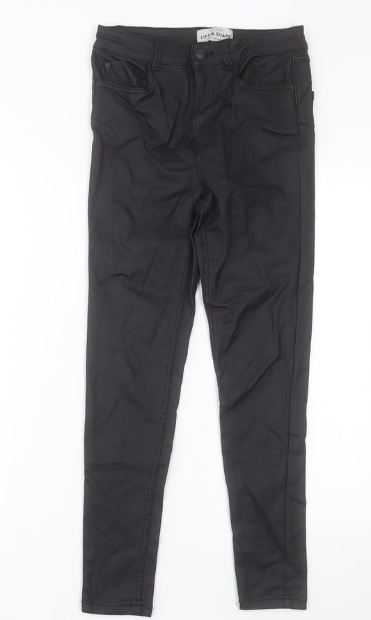 New Look Womens Black Viscose Skinny Jeans Size 10 L25 in Regular Button - Leather Look