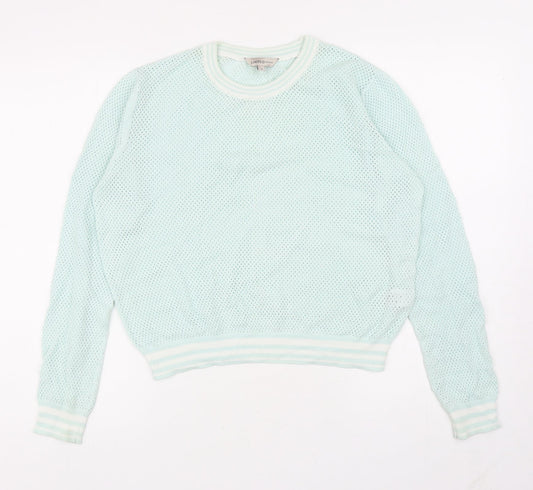 Marks and Spencer Womens Green Crew Neck Cotton Pullover Jumper Size 12