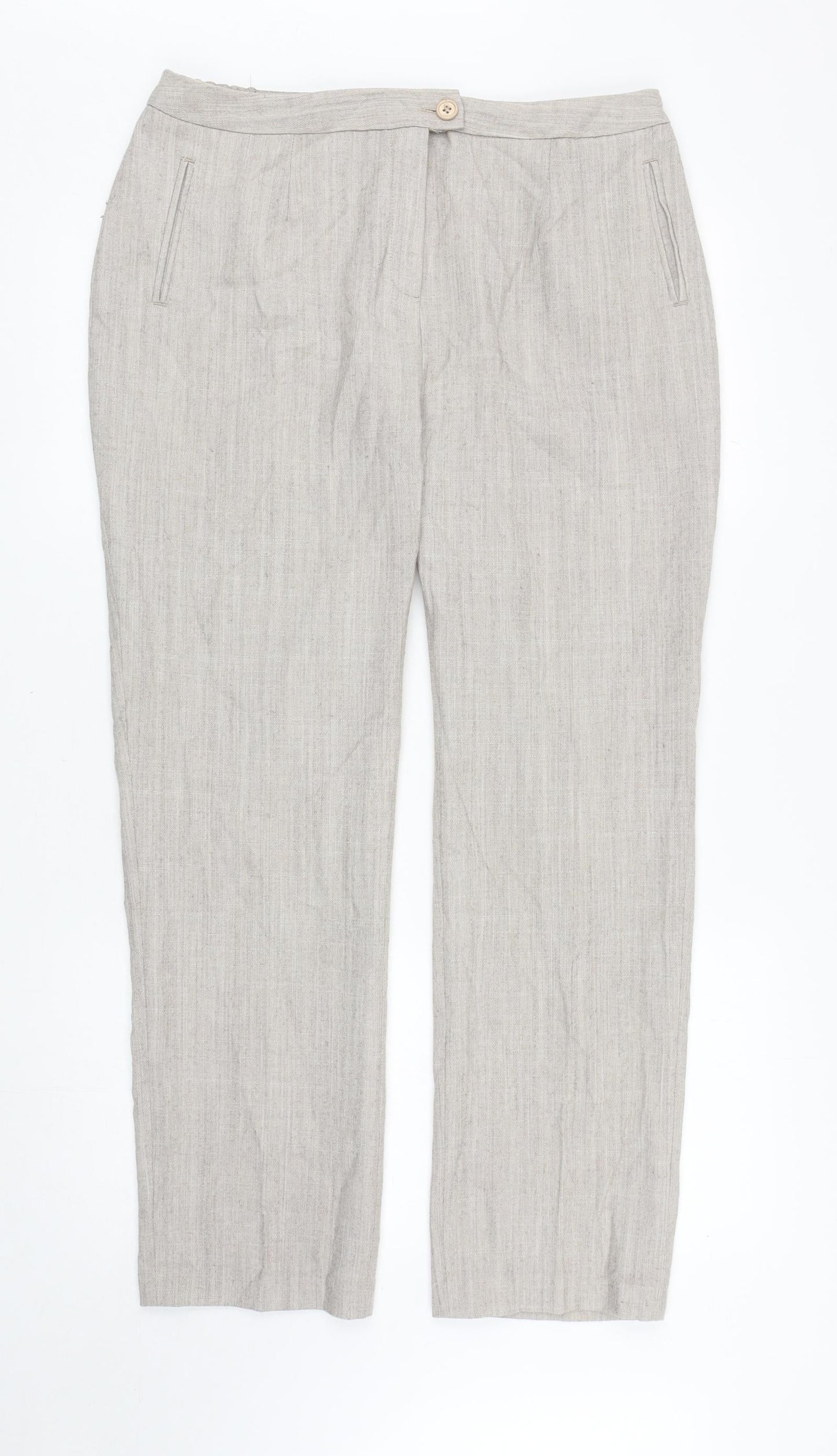 Damart Womens Beige Polyester Carrot Trousers Size 18 L29 in Regular Zip