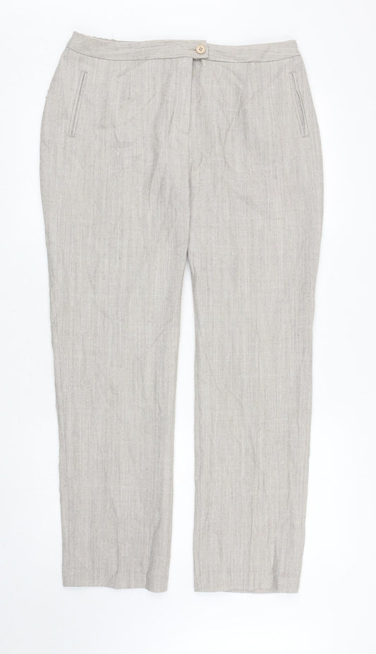 Damart Womens Beige Polyester Carrot Trousers Size 18 L29 in Regular Zip