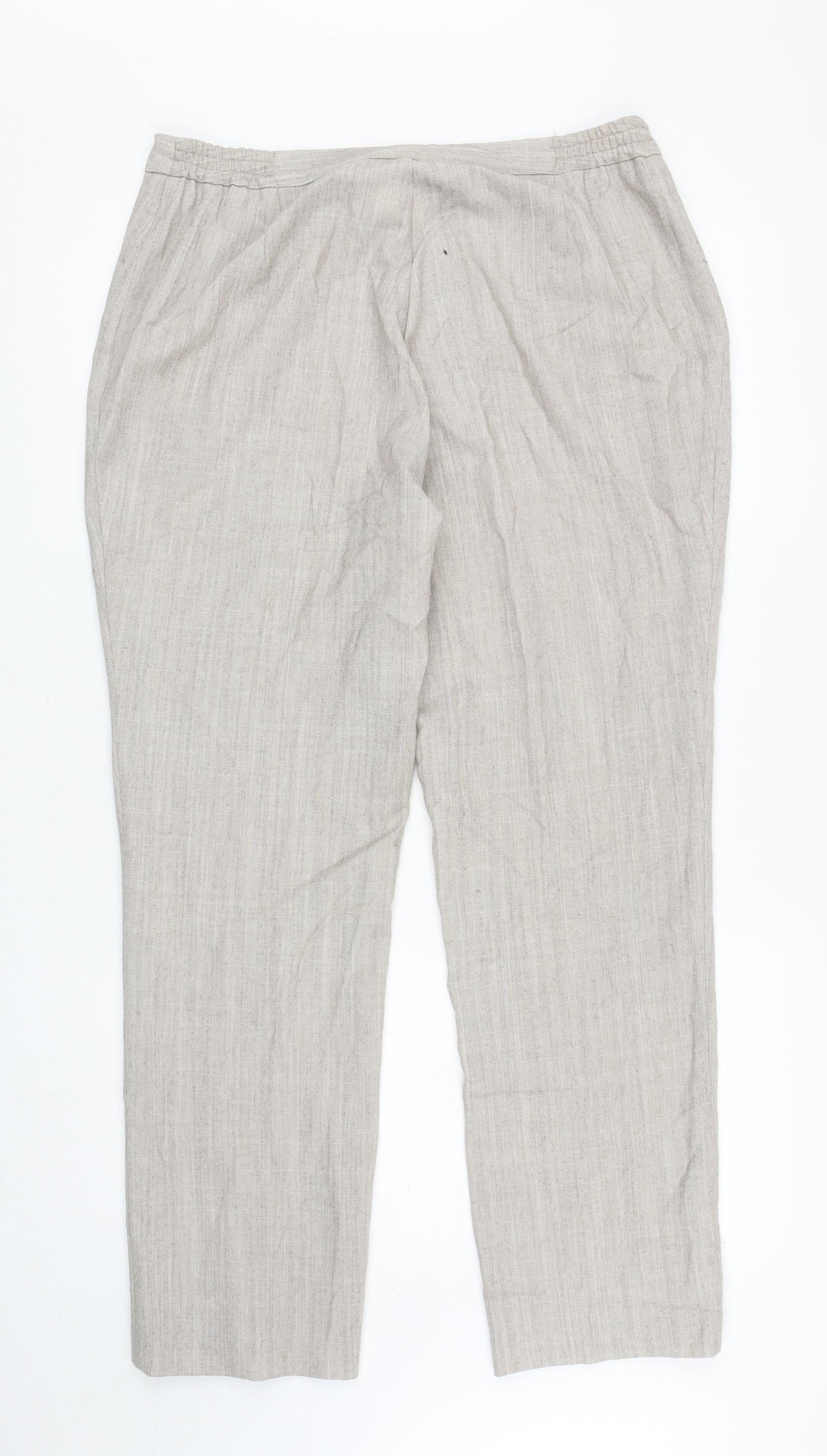 Damart Womens Beige Polyester Carrot Trousers Size 18 L29 in Regular Zip