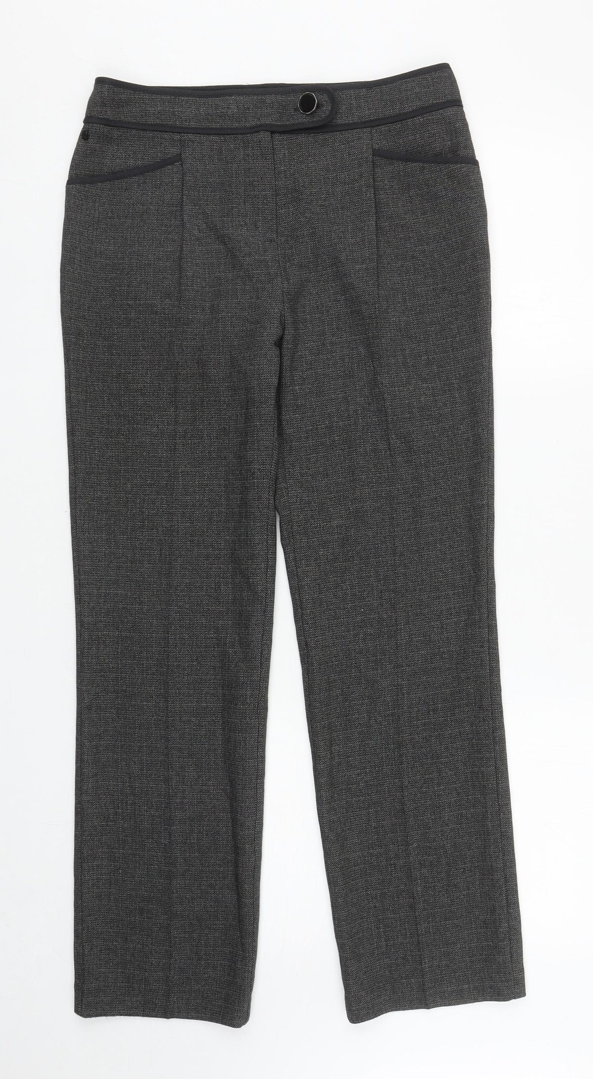 Per Una Womens Grey Polyester Carrot Trousers Size 8 L27.5 in Regular Zip - Short