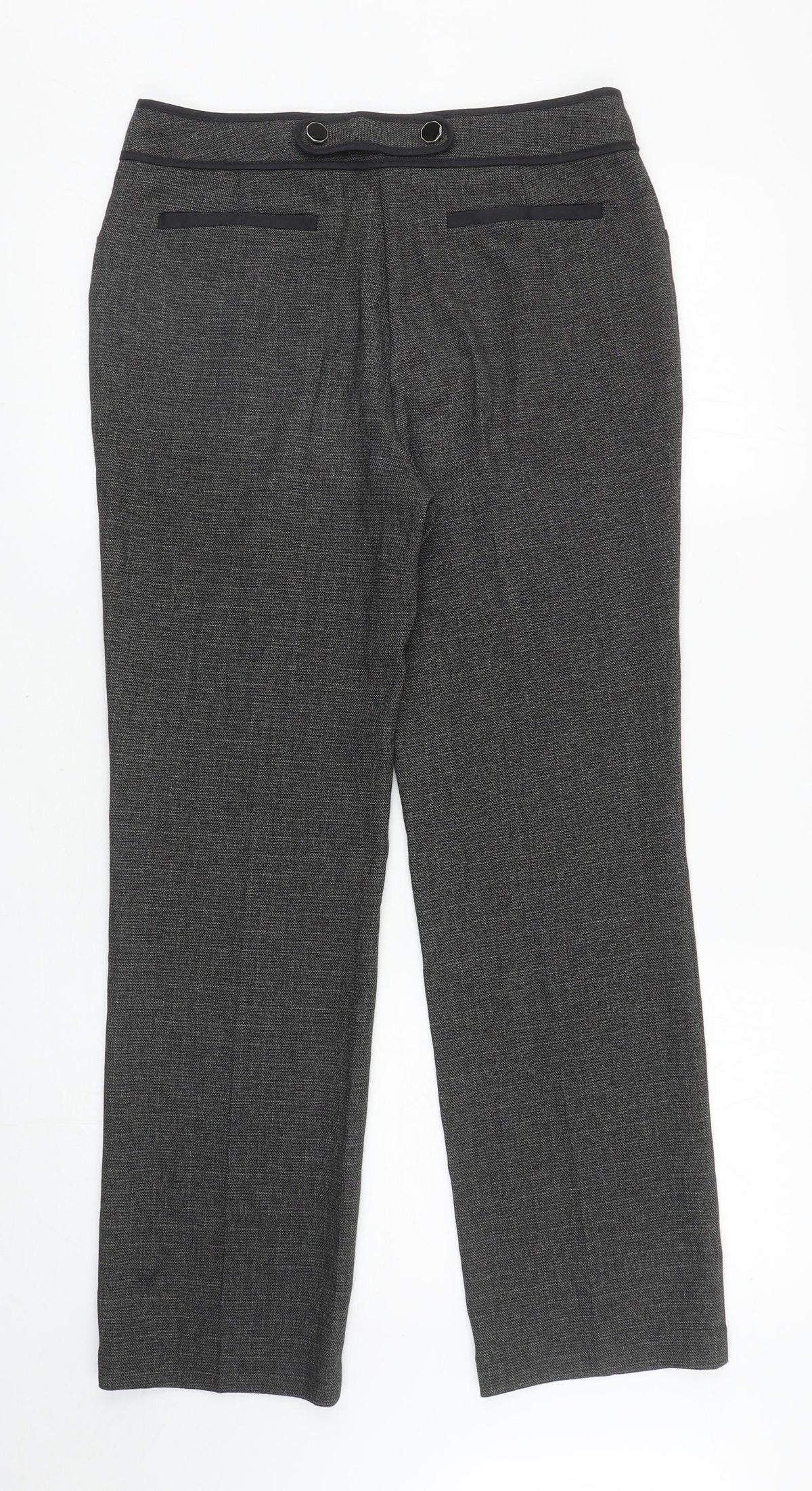 Per Una Womens Grey Polyester Carrot Trousers Size 8 L27.5 in Regular Zip - Short