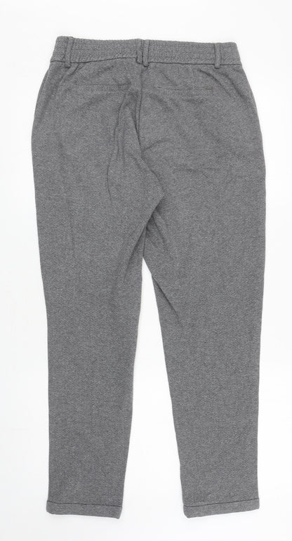 OPUS Womens Grey Geometric Cotton Capri Trousers Size 10 L28 in Regular