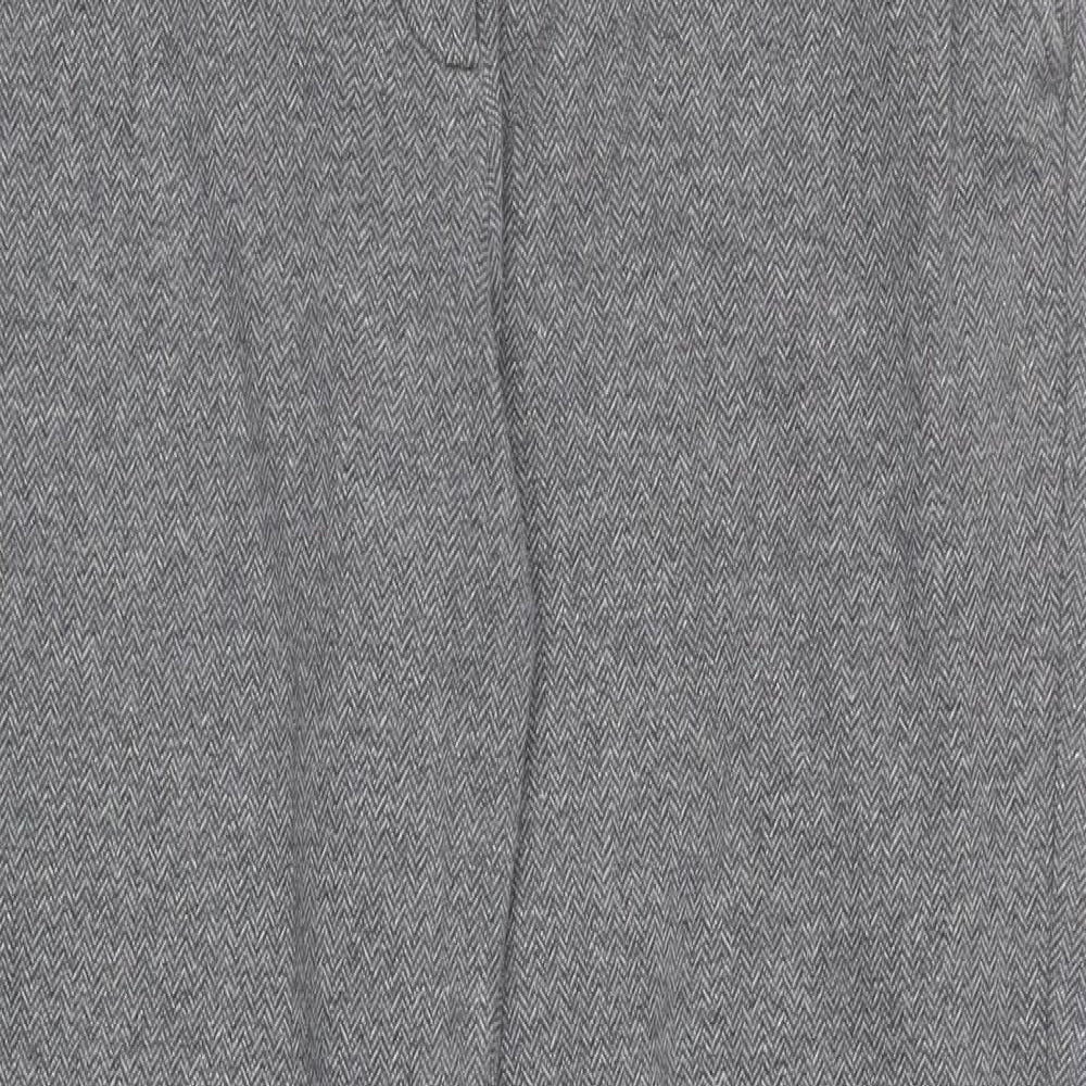 OPUS Womens Grey Geometric Cotton Capri Trousers Size 10 L28 in Regular