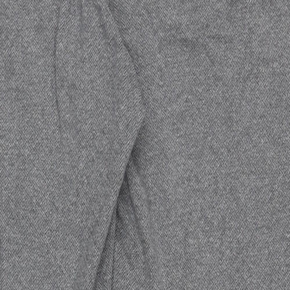 OPUS Womens Grey Geometric Cotton Capri Trousers Size 10 L28 in Regular