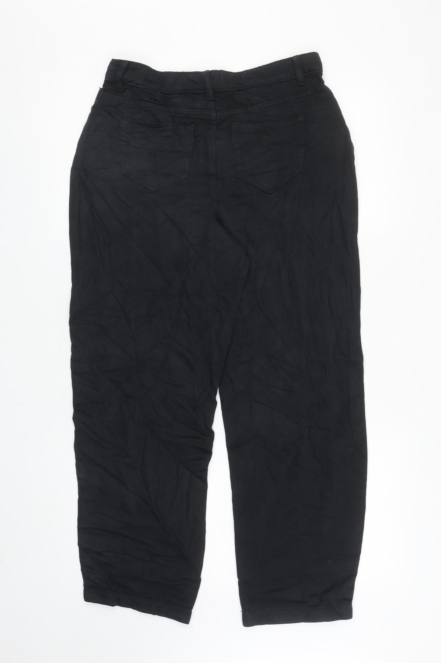 Per Una Womens Black Cotton Mom Jeans Size 10 L26.5 in Regular Zip