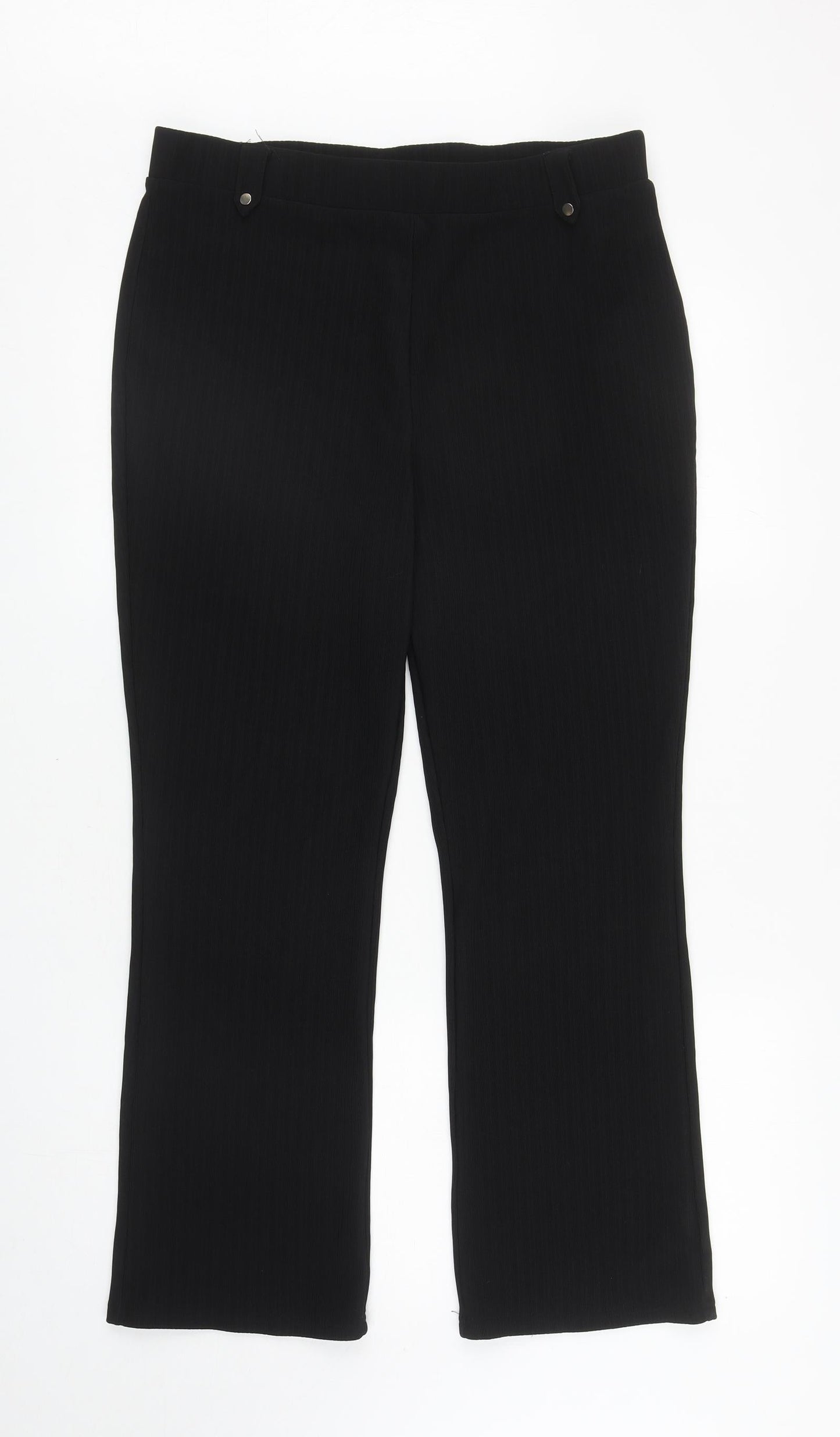 Papaya Womens Black Polyester Trousers Size 16 L26.5 in Regular
