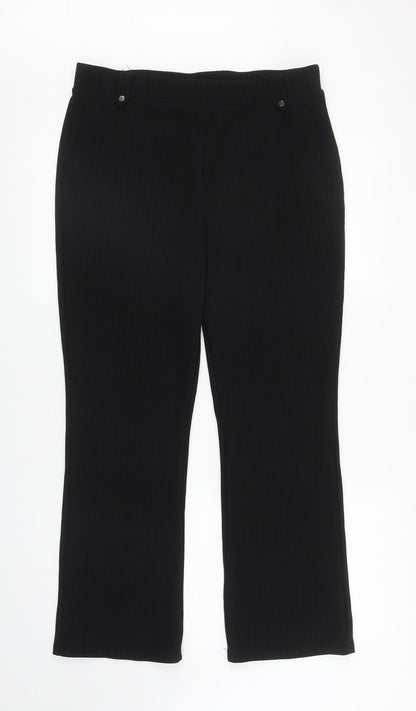 Papaya Womens Black Polyester Trousers Size 16 L26.5 in Regular