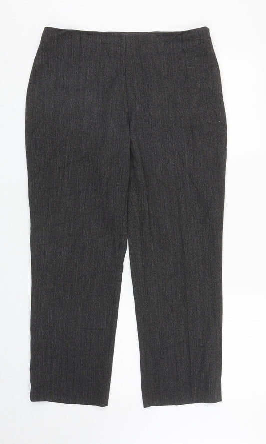 Marks and Spencer Womens Grey Polyester Carrot Trousers Size 14 L26 in Regular Zip