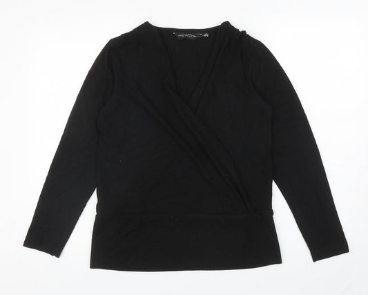 Dorothy Perkins Womens Black V-Neck Polyester Wrap Jumper Size 10
