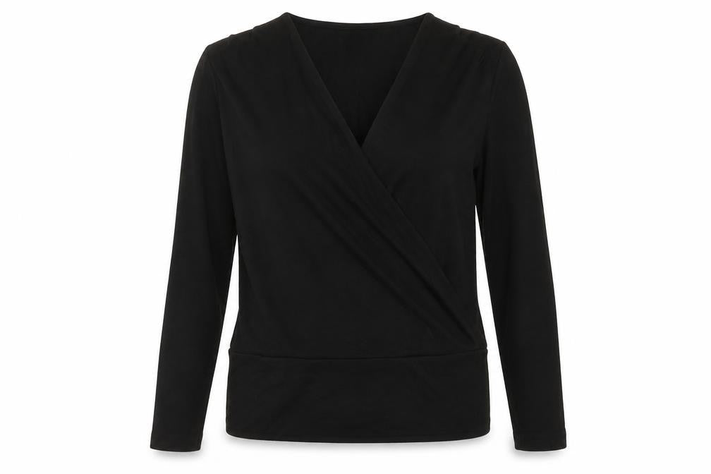 Dorothy Perkins Womens Black V-Neck Polyester Wrap Jumper Size 10