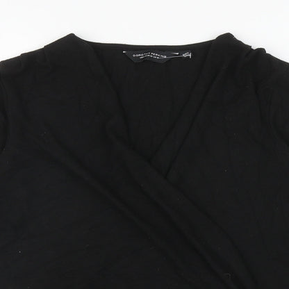 Dorothy Perkins Womens Black V-Neck Polyester Wrap Jumper Size 10