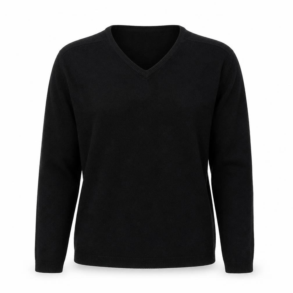 O Club Womens Black V-Neck Acrylic Pullover Jumper Size M
