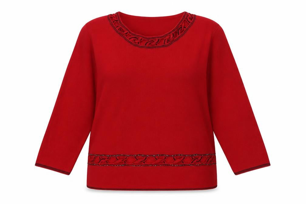Avant Garde Womens Red Round Neck Viscose Pullover Jumper Size M