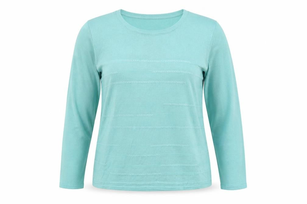 Classic Womens Green Round Neck Acrylic Pullover Jumper Size M