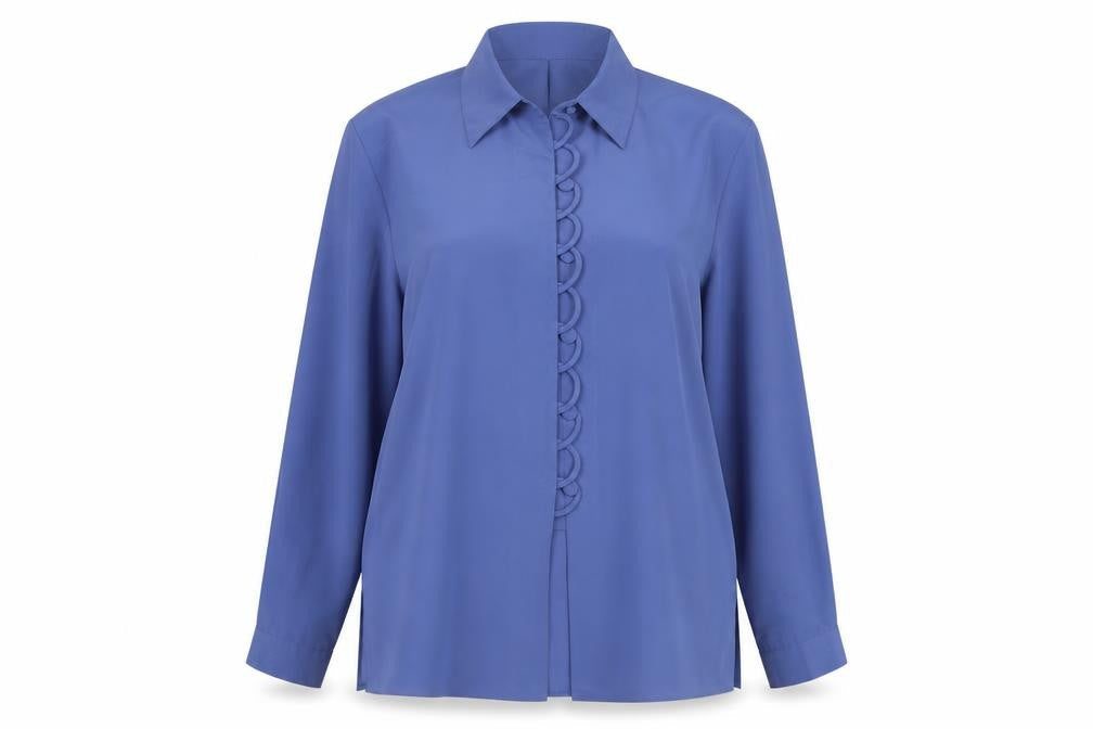 Preworn Womens Blue Polyester Basic Button-Up Size 16 Collared