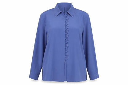 Preworn Womens Blue Polyester Basic Button-Up Size 16 Collared